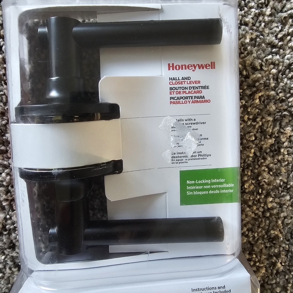 Honeywell Black Hall/Closet Lever - Non-Locking Interior